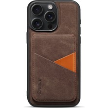 Teleplus iPhone 15 Pro Max Kılıf Msafe Şarj Özellikli Kartlıklı Retro Suni Deri Kapak