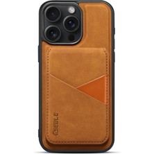 Teleplus iPhone 16 Plus Kılıf Msafe Şarj Özellikli Kartlıklı Retro Suni Deri Kapak