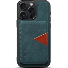 Teleplus iPhone 15 Pro Max Kılıf Msafe Şarj Özellikli Kartlıklı Retro Suni Deri Kapak