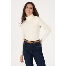 U.S. Polo Assn. Kadın Krem Balıkçı Yaka Sweatshırt 50313430-VR256