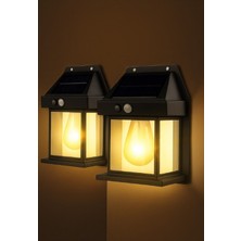Güneş Enerjili Hareket Sensörlü Bahçe LED 3 Mod'lu Sensörlü 2 Adet Bahçe LED Ampul Büyük Boy 3 Modlu