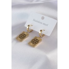 Skygo 316L Çelik Gold Renk Lotus Işleme Kadın Küpe - TJ-BKP7490