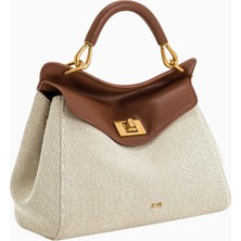 Jw Peı Kahverengi Kanvas Lucia Vegan Deri Klasik Üst Saplı Çanta