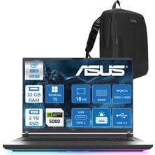 Asus Rog Strix G18 G815JMR Intel Core I9 14900HX 32GB 2tb SSD 8GB/RTX5060 115W Gddr7 18" 2.5k (2560 x 1600, Wqxga) 240Hz 3ms Windows 11 Pro Taşınabilir BilgisayarZS9035P13+ZETTAÇANTA