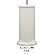 12 Cm Beyaz Baza, Yatak, Koltuk, Kanepe Ayağı Civatalı M8 (ince Diş)