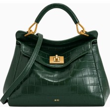 Jw Peı Yeşil Timsah Derisi Klasik Üst Saplı Vegan Deri Çanta