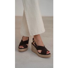 Jordy Kahve Süet Hakiki Deri  Sandalet