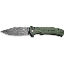Civivi Cogent Flipper & Button Lock Knife Damascus Green Micarta Handle Çakı