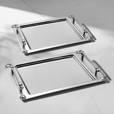 Verona 2'li Saten Çelik Tepsi Seti