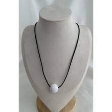 Yuvarlak Ahşap Boncuk Siyah Ip Kolye (40CM)