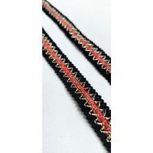 Altay Aksesuar Siyah Gold Çizgili Bordo Renk Örme Şerit