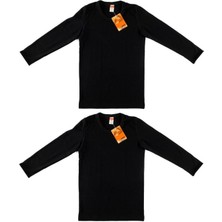 Bonbonetti Erkek Çocuk Siyah 2'li Paket Termal Uzun Kol Fanila ELF568TUT0136T2