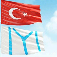 70X105CM Alpaka Kumaş Türk Bayrağı ve 100X150CM Raşel Kumaş Beyaz Kayı Boyu Iyı Sancak 2 Bayrak Set