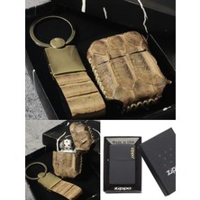 Zippo Çakmak, % 100 Yıan Derisi Kişiye Özel Kişiselleştirilebilir Anahtarlık Set