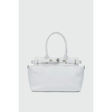 Twin Kemer Toka Detaylı Omuz Çanta Beyaz