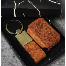 Zippo Çakmak, % 100 Deri Kişiye Özel Kişiselleştirilebilir  Anahtarlık Set