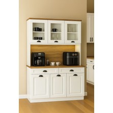 Y&A KIRAASYON ÜCRETSİZ KURULUM Kahve Köşesi - 140 cm Komple Mdf Mutfak Dolabı - Çok Amaçlı Dolap - LED Aydınlatmalı