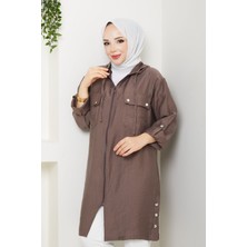 Kadın Üst Cepli Kapüşonlu Giy Çık Kap -PMK436