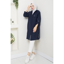 Kadın Üst Cepli Kapüşonlu Giy Çık Kap -PMK436