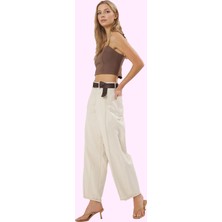 Kadın Denim Pantolon Yüksek Bel Barrel Kesim Pamuk Günlük ve Hafta Sonu Yaz Aylarının Vazgeçilmezi