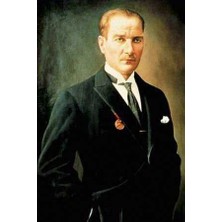 Şık Takım Elbiseli Sivil Gazi Mustafa Kemal Atatürk - Portre Cephe Poster Bayrak-4x6 Metre