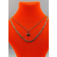 Gold Renk Zincir Figürlü Kararmaz Özel Tasarım Kolye