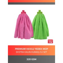 Yedek Havlu Mop Seti, Pembe-Yeşil, 2'li Paket, Çok Amaçlı Temizlik Seti