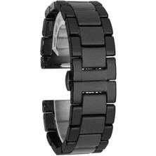 ​​galaxy Watch 42MM (20MM) Mat Seramik Metal Kordon Effx - Parlak Siyah