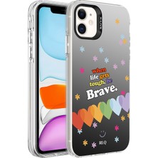 iPhone 11 Uyumlu Desenli Effx Silver Sert Kapak-Kalp