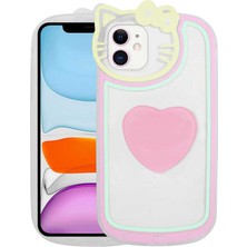 iPhone 11 Uyumlu Kedi Figürlü Transparan Pop Soketli Effx Ritmik Kapak-Pembe