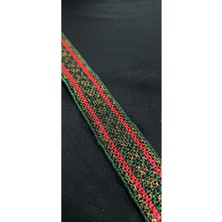 Altay Aksesuar KOYU YEŞİL KIRMIZI ÇAPRAZ DESENLİ BAKIR SİMLİ ŞERİT