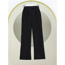 Ag Shoppings Cırtlı Fermuarlı Palazzo Pantolon -Siyah