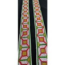 Altay Aksesuar Beyaz Yeşil Kanaviçe Şerit