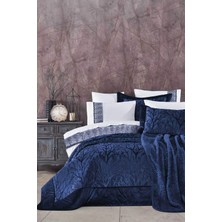 Elart Çeyiz Paketi 10 Parça (Yatak Örtüsü+Nevresim Takımı+Battaniye) Bahar Lacivert