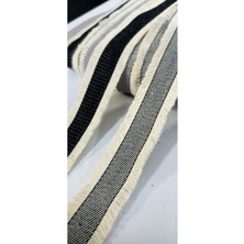 Altay Aksesuar Siyah Gri Pamuk Çift Taraflı Ara Püskül Saçak