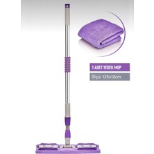 Mor Teleskobik Fayans Duvar Yüzeyi Temizleme Mikrofiber Mandallı Mop 1 Adet