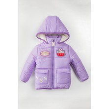 Tavşan Şişme Içi Peluş Kürklü Fermuarlı Cepli Kalın Kar Kapüşonlu Kışlık Kız Bebek Mont Çocuk Kaban