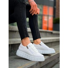 KB-X155 Kuback Beyaz Cilt Detaylı Beyaz Yüksek Taban Günlük Spor Ayakkabı