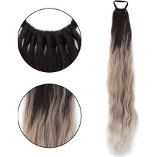 Wovna Lastik Tokalı At Kuyruğu Su Dalgalı Kahverengi Kumral  Ombre Beyaz Platin Röfle