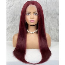 Wovna Gerçek Front Lace Tül Peruk - Düz - Koyu Kızıl 70 - 75 cm