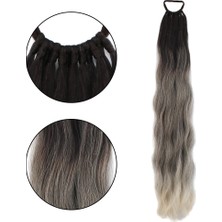 Elma Shop Lastik Tokalı At Kuyruğu Su Dalgalı / Kumral / Beyaz Platin Ombre
