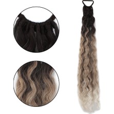 Elma Shop Lastik Tokalı At Kuyruğu Kabarık Afro Dalgalı / Kahverengi / Kumral  Ombre Beyaz Platin Rö