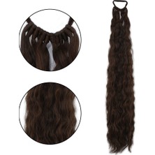 Elma Shop Lastik Tokalı At Kuyruğu Kabarık Afro Dalgalı / Kızıl Kahve