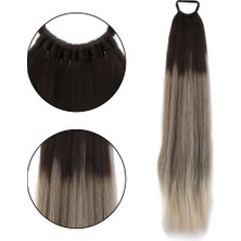 Elma Shop Lastik Tokalı At Kuyruğu Düz / Küllü Kumral / Beyaz Platin Ombre