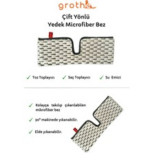 Çift Yönlü Microfiber Mop Yedek Bezi, Gri-Krem, 1 Adet