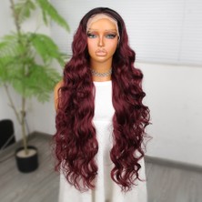 Nerm Kızıl Kahve Ekstra Uzun Fiber Sentetik Dalgalı Tül Peruk