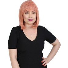 Nerm Küt Kahküllü Fiber Sentetik Peruk / Gül Kurusu