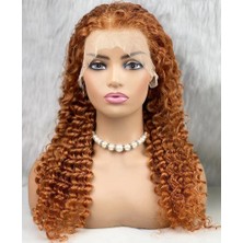 Nerm Gerçek Front Lace Tül Peruk / Afro Dalgalı / Bakır 70/75 cm