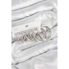 Callerrons Accessories Pirinç Halka Model Gümüş Renk Kadın Set Küpe - EBJ250802W37052