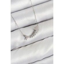 Callerrons Accessories Pirinç Zirkon Taşlı Balık Kılçığı Model Gümüş Renk Kadın Kolye - EBJ250802W37066